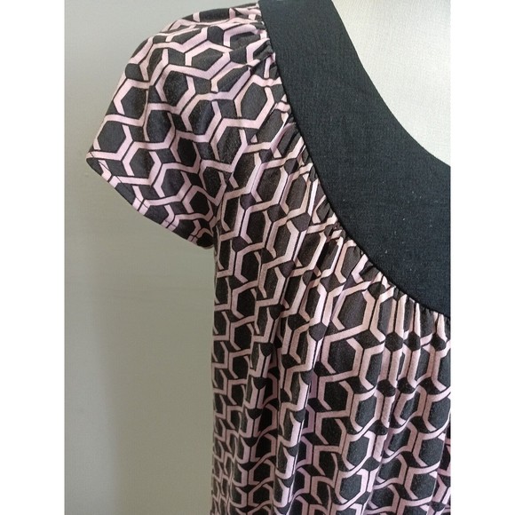 MILLY of New York USA Made Geometric Pink Black Print Mini Dress Small - Picture 5 of 9